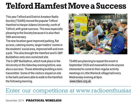 Telford Hamfest good fature in December Practical Wireless